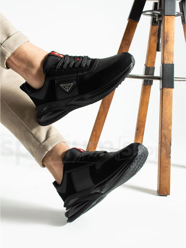 Prada Kırmızı Detaylı Siyah Günlük Erkek Sneaker